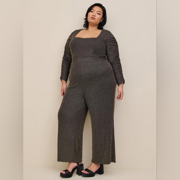 Torrid Metallic Gray Jumpsuit - Picture 1 of 10